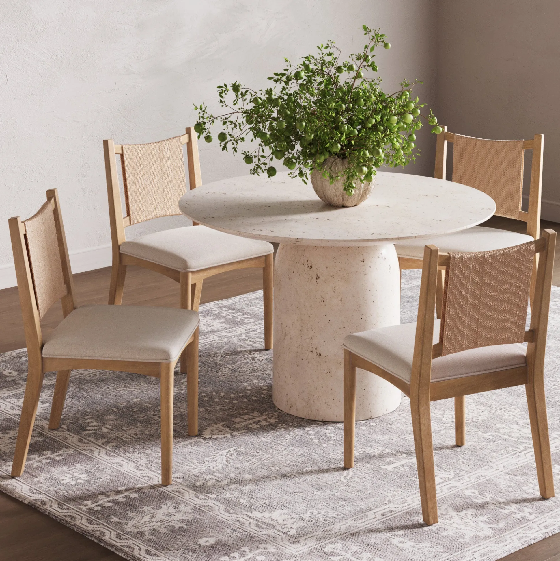 Arched Back Seagrass Dining Chair Light Brown (Set of 4)