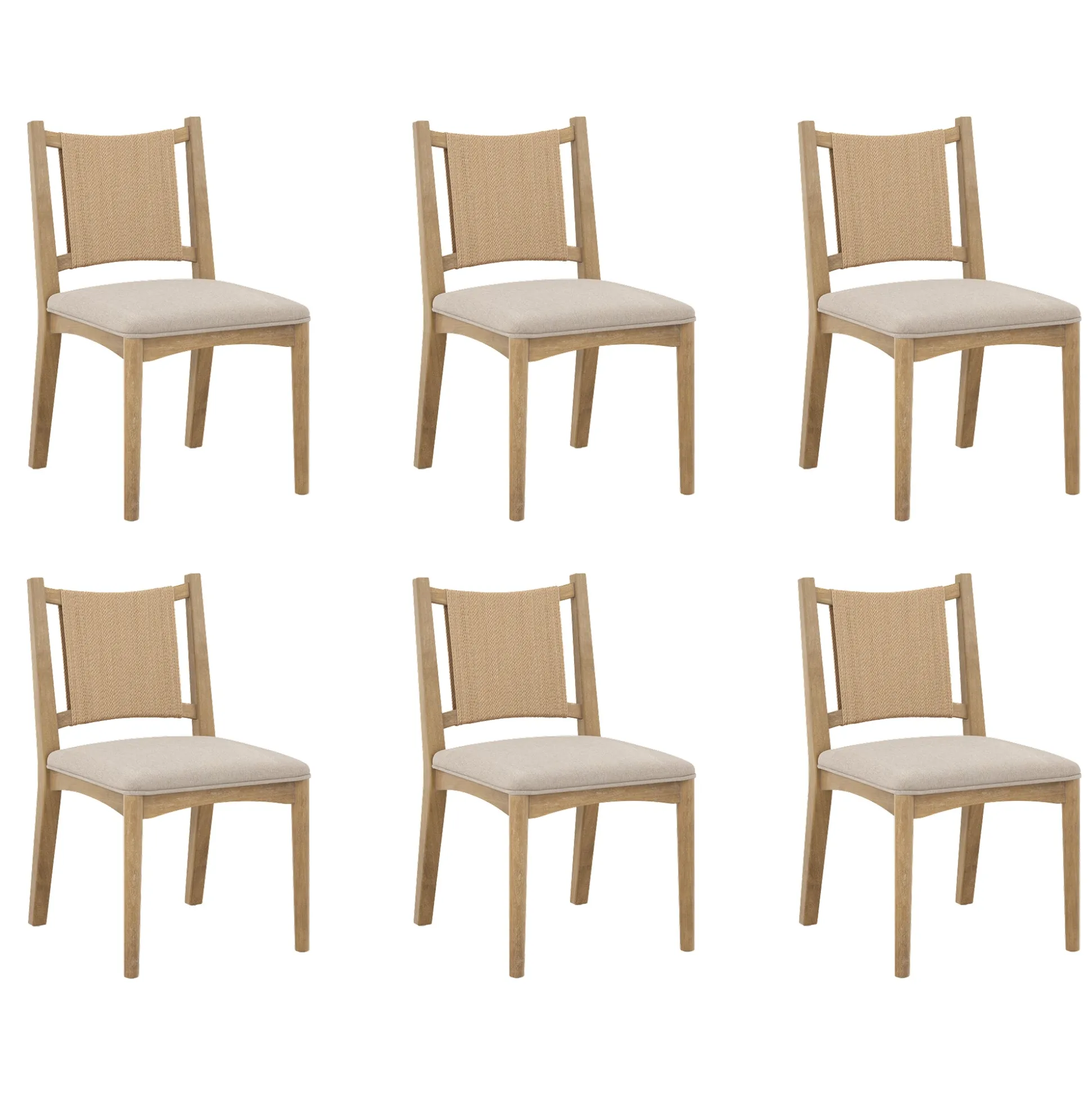 Arched Back Seagrass Dining Chair Light Brown (Set of 6)