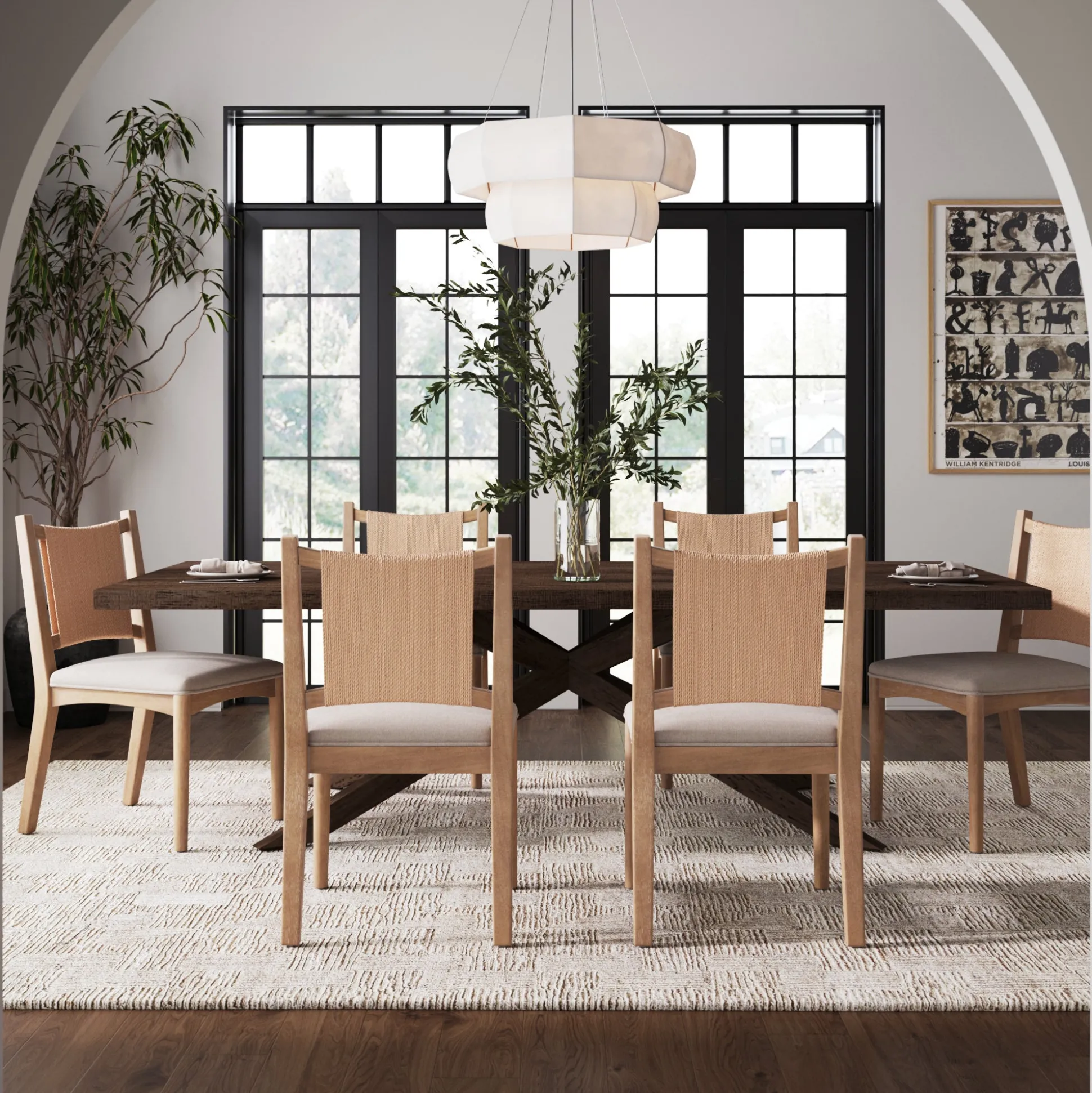 Arched Back Seagrass Dining Chair Light Brown (Set of 6)