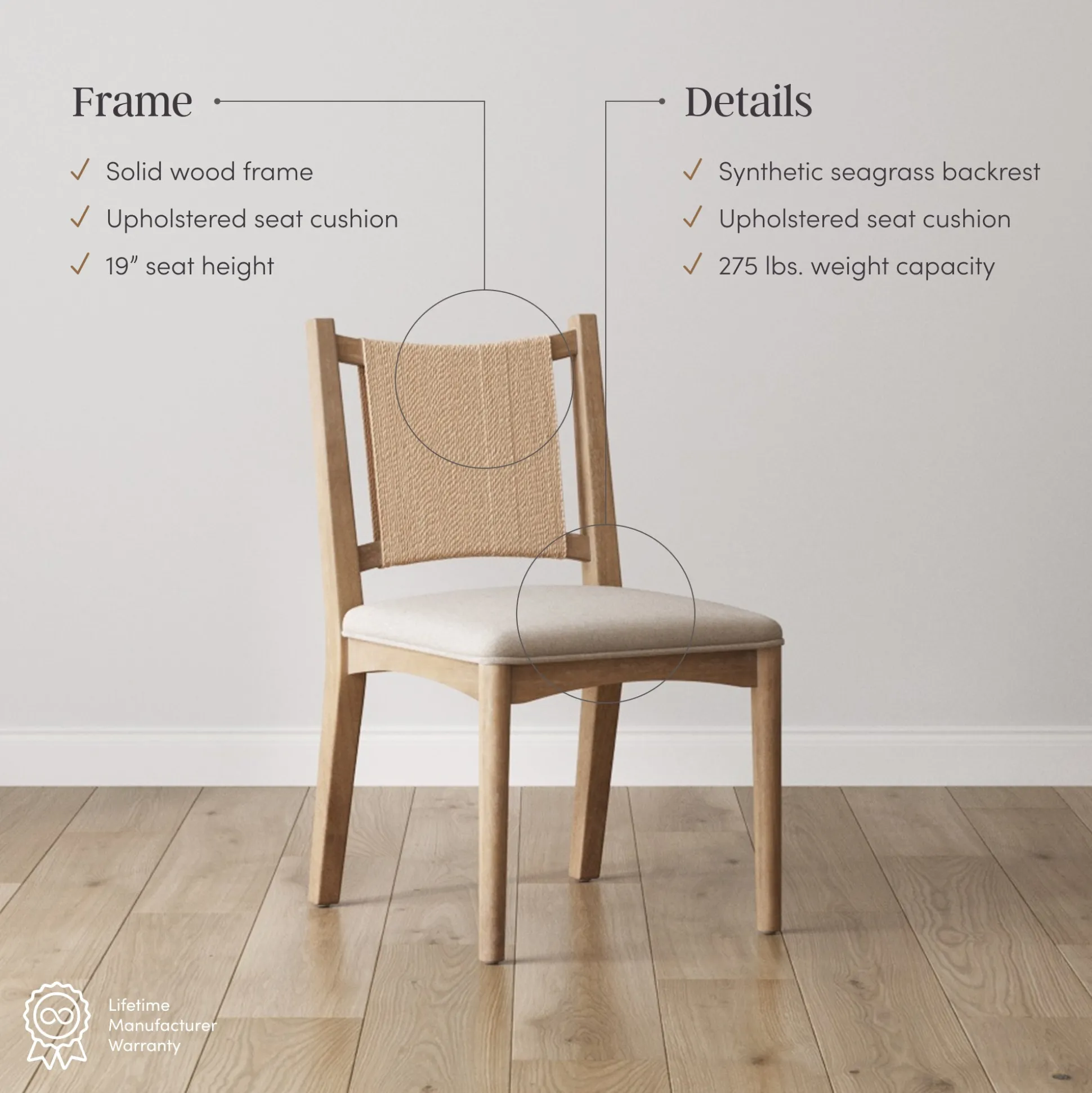 Arched Back Seagrass Dining Chair Light Brown
