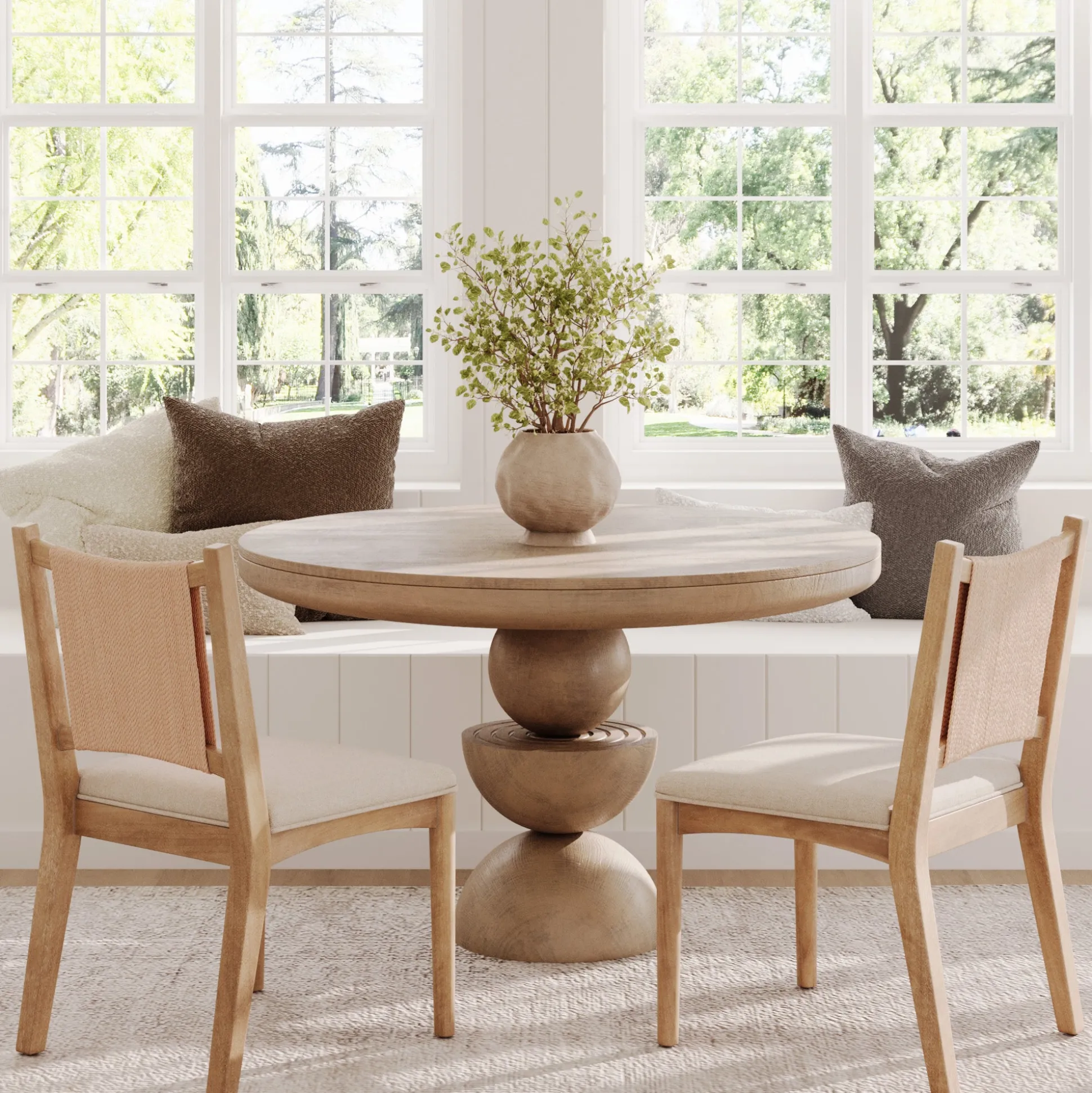 Arched Back Seagrass Dining Chair Light Brown