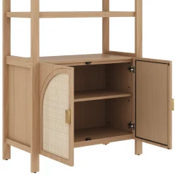 Arched Door Rattan Bookshelf with Doors Raw Oak (Set of 3)