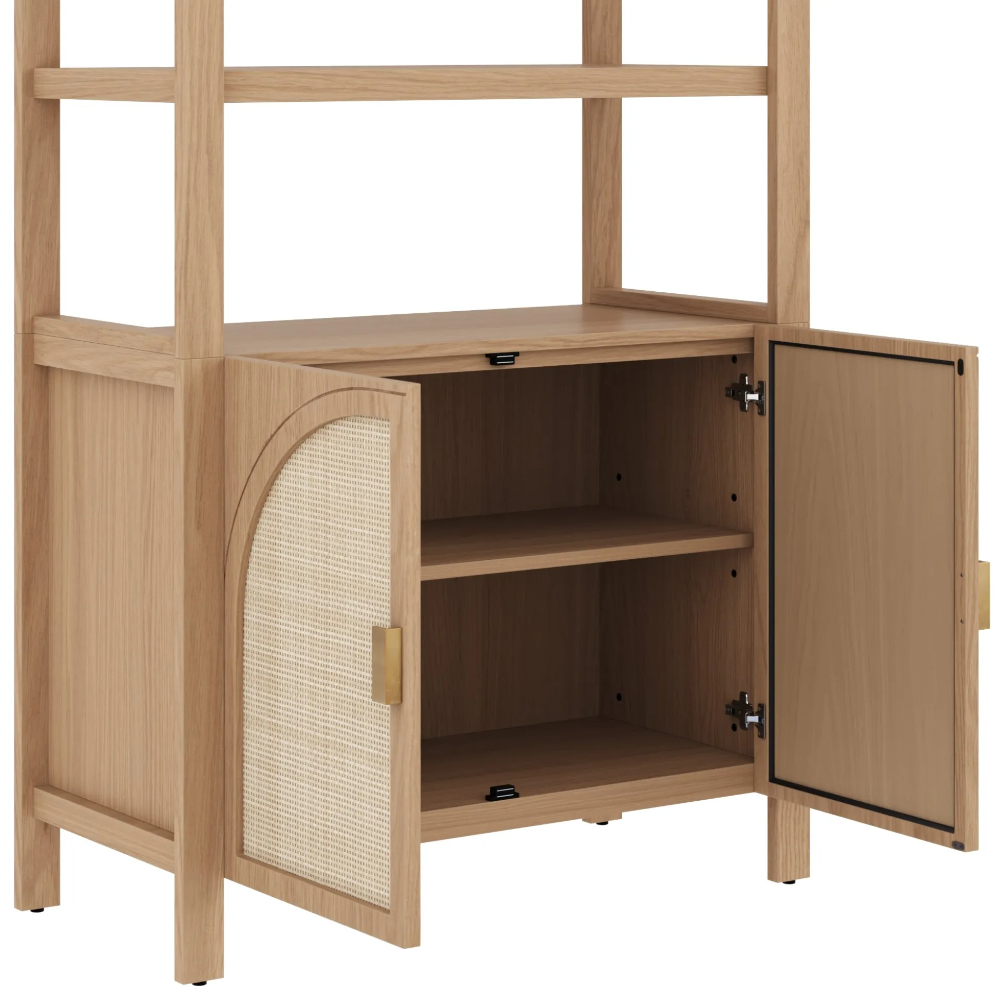 Arched Door Rattan Bookshelf with Doors Raw Oak (Set of 3)