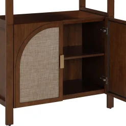 Arched Entertainment Center Wood Dark Acacia