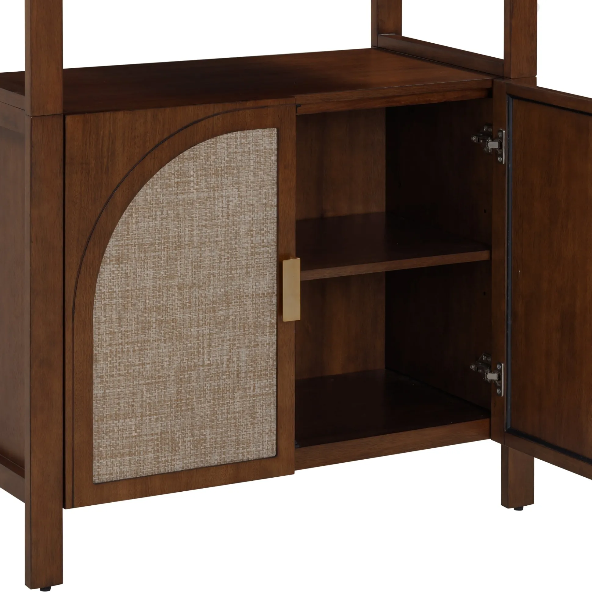 Arched Entertainment Center Wood Dark Acacia