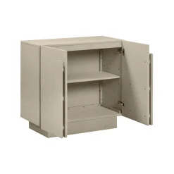 Arched Fabric Wrapped Storage Cabinet Credenza Beige (Set of 3)