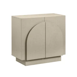 Arched Fabric Wrapped Storage Cabinet Beige Linen