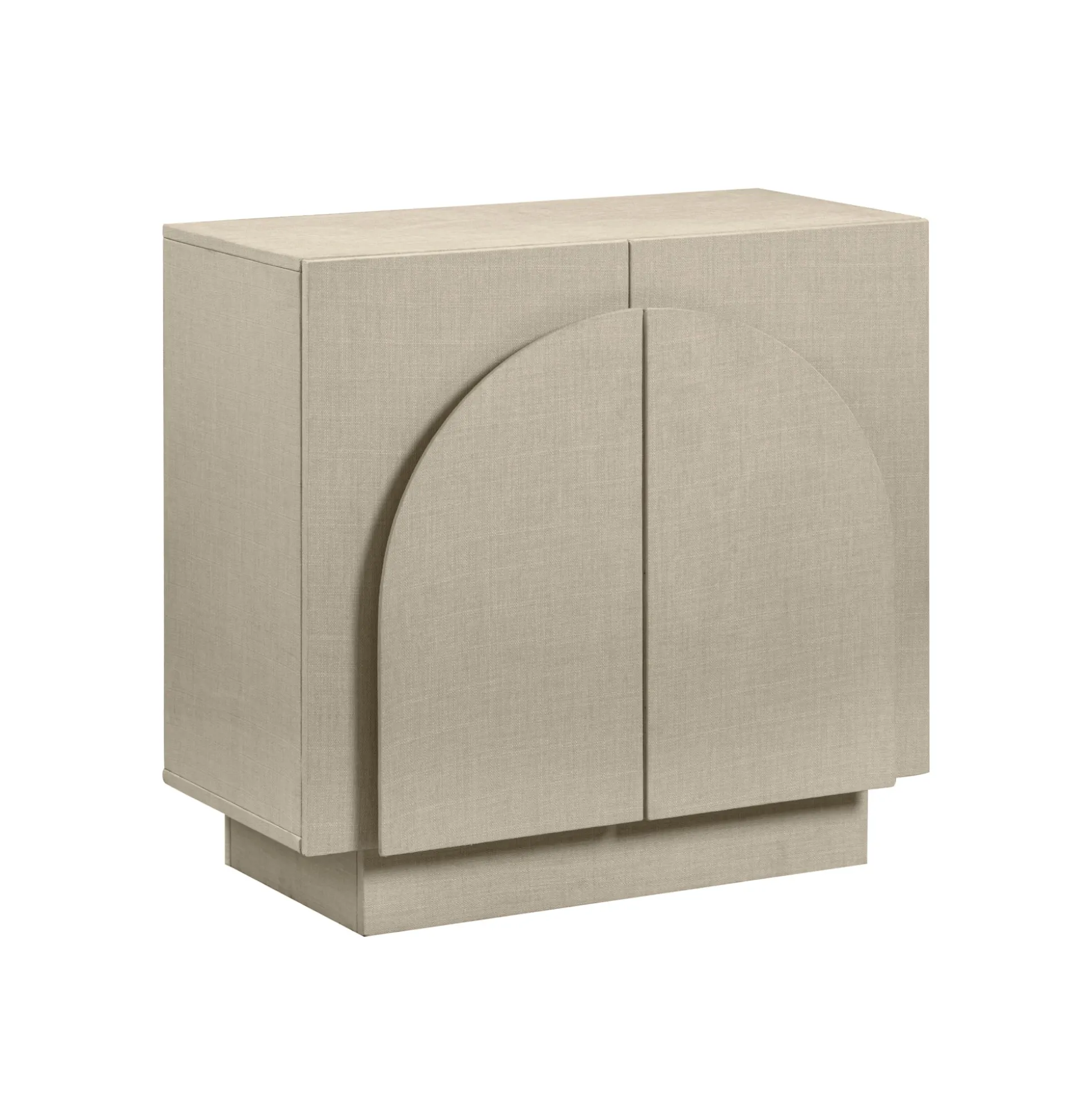 Arched Fabric Wrapped Storage Cabinet Beige Linen