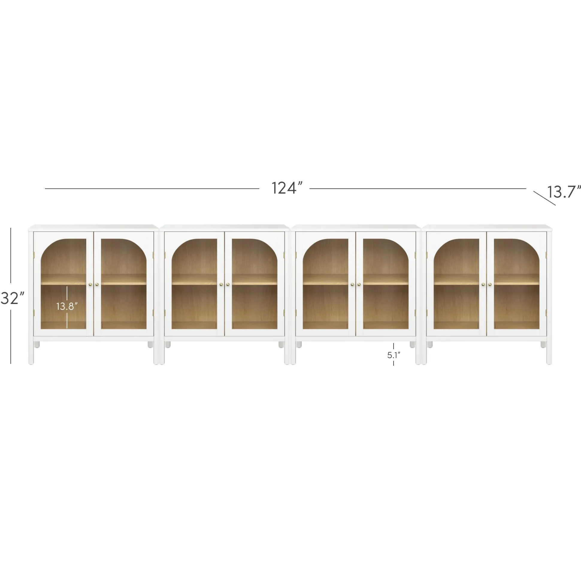 Arched Glass Door TV Console for TVs up to 100" White