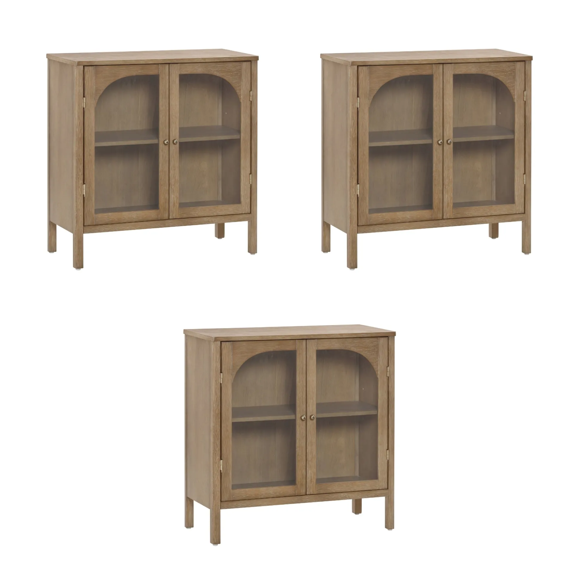 Arched Glass Door TV Console for TVs up to 75" Brown