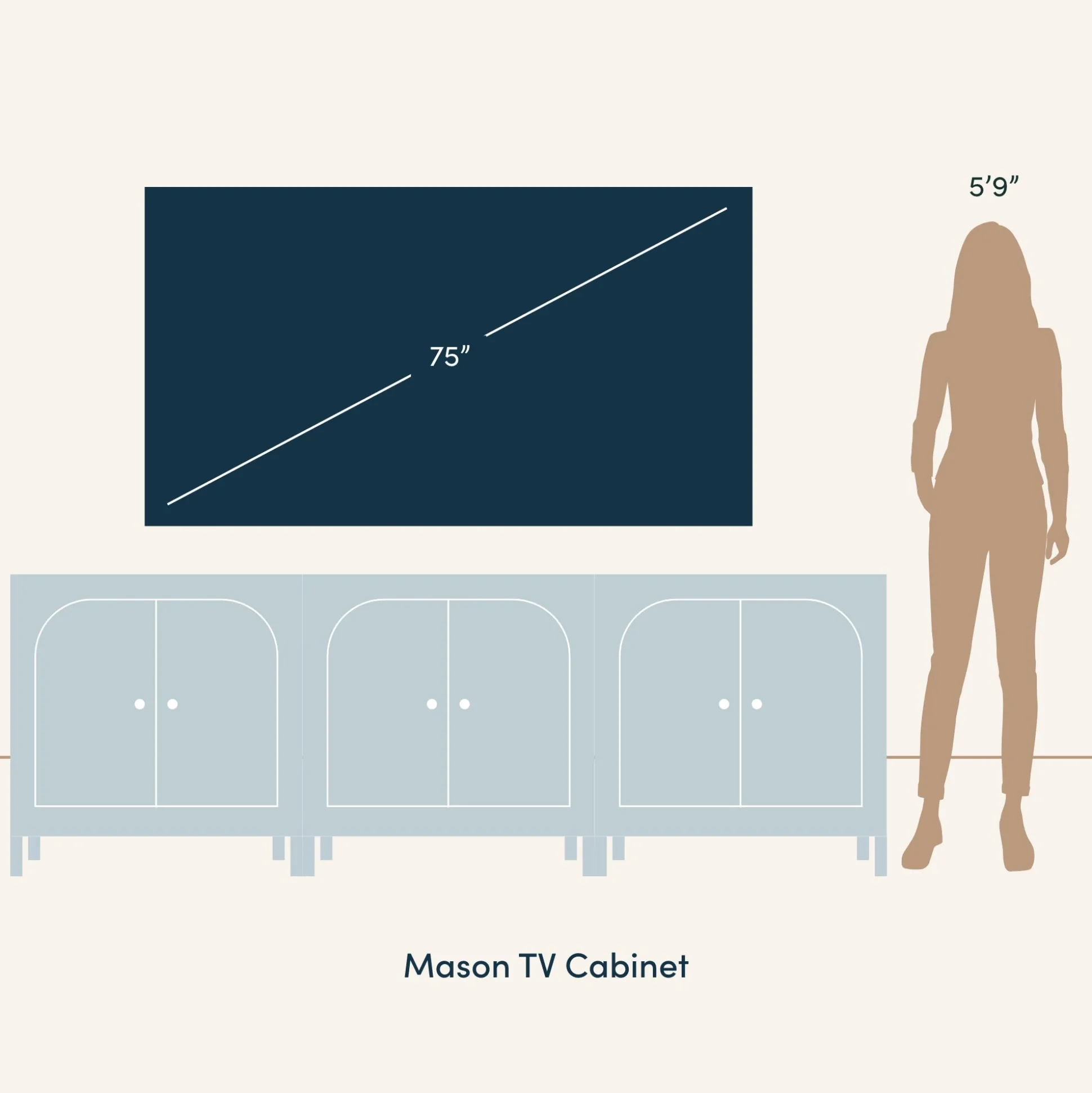 Arched Glass Door TV Console for TVs up to 75" Brown