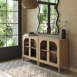 Arched Glass Door TV Console for TVs up to 65