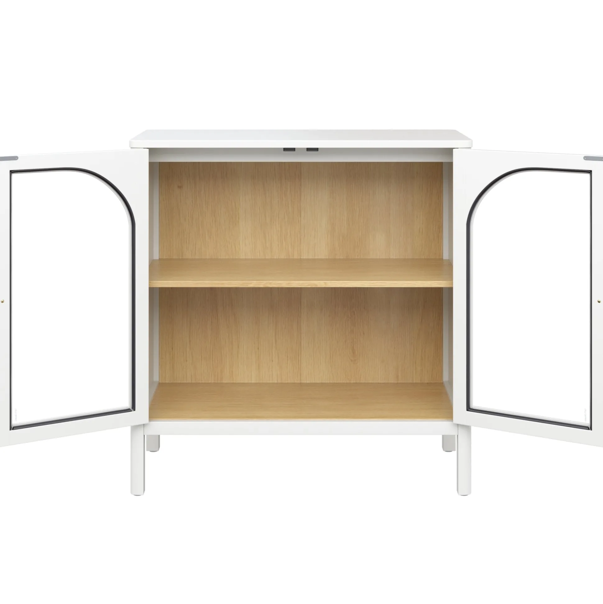 Arched Glass Door TV Console for TVs up to 65" White