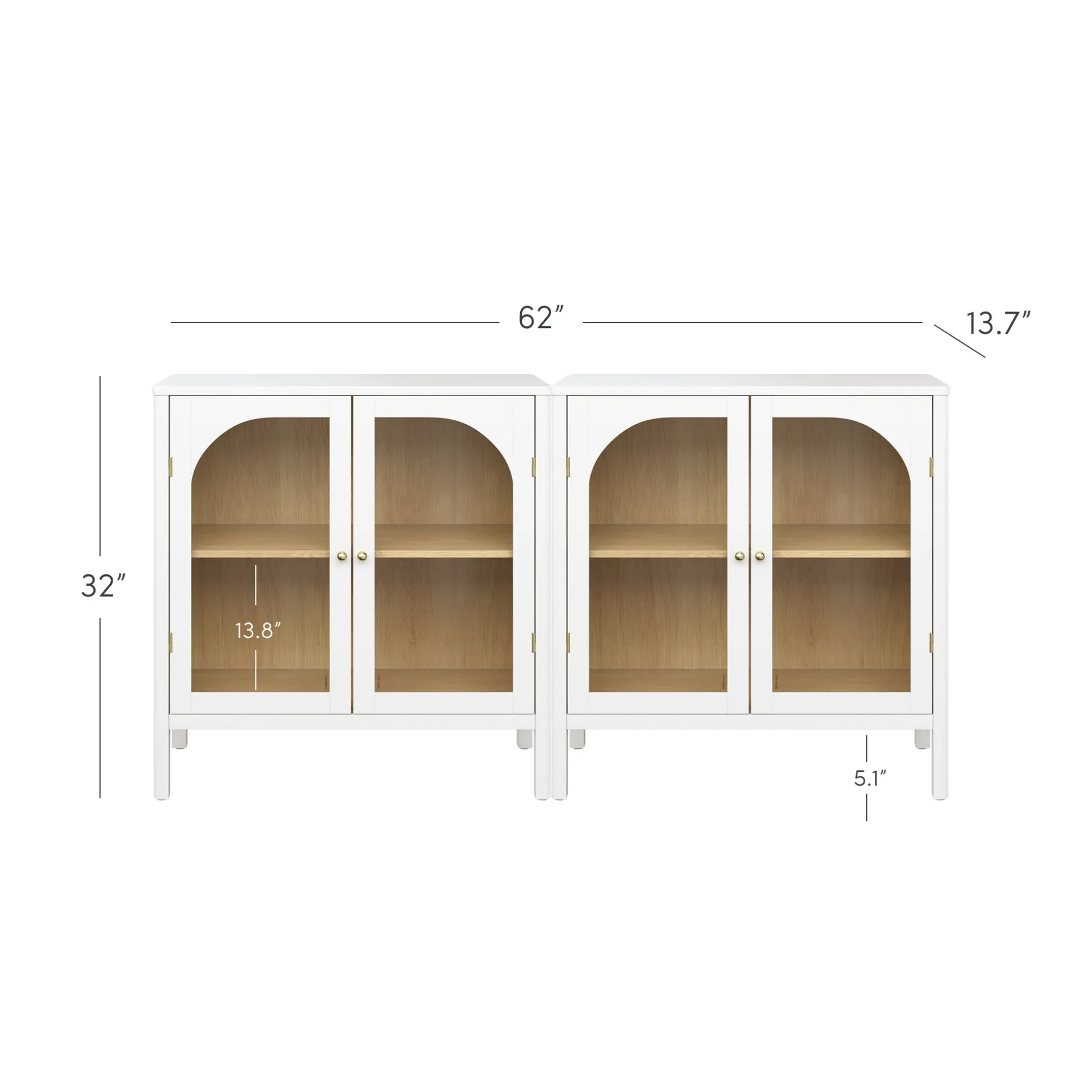 Arched Glass Door TV Console for TVs up to 65" White