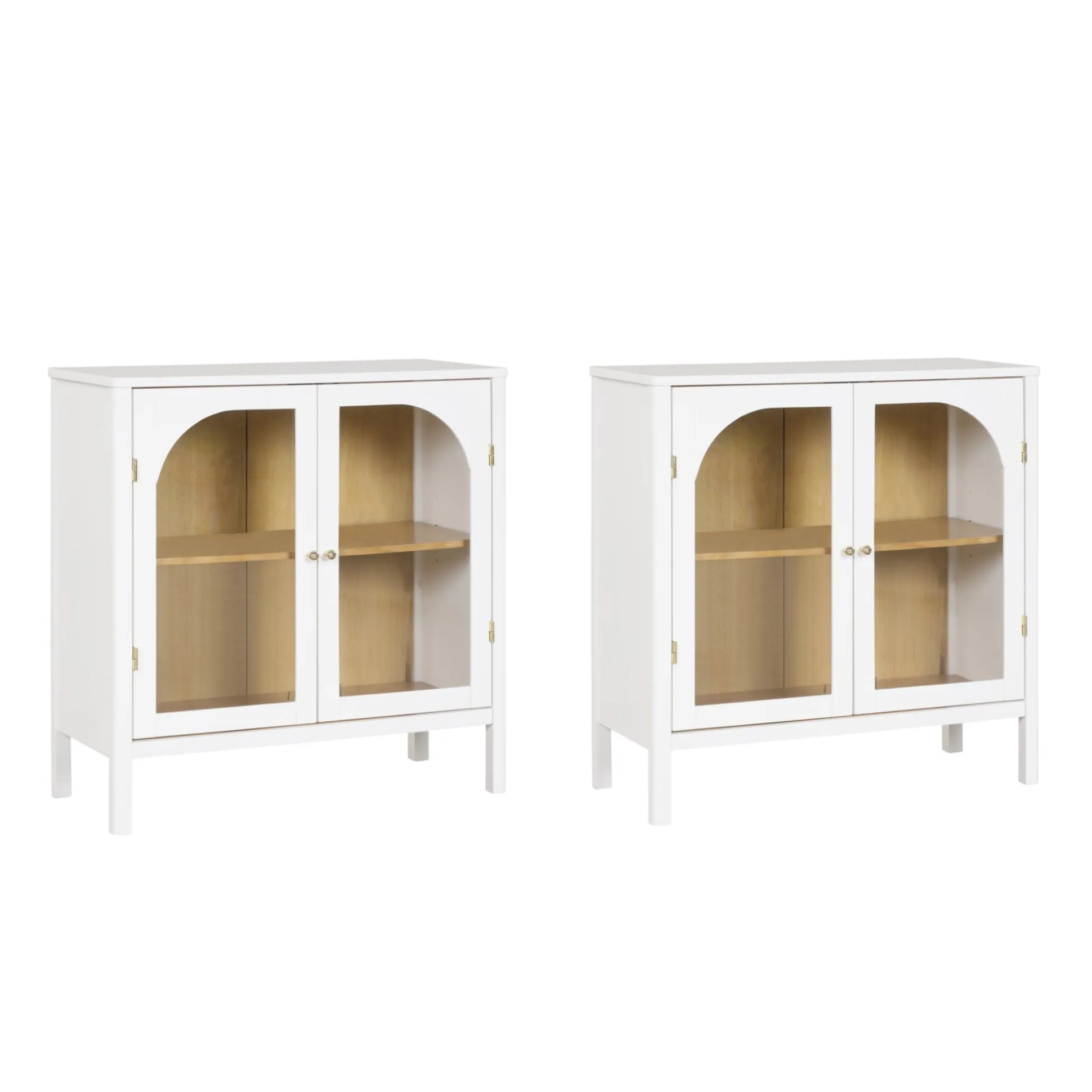 Arched Glass Door TV Console for TVs up to 65" White