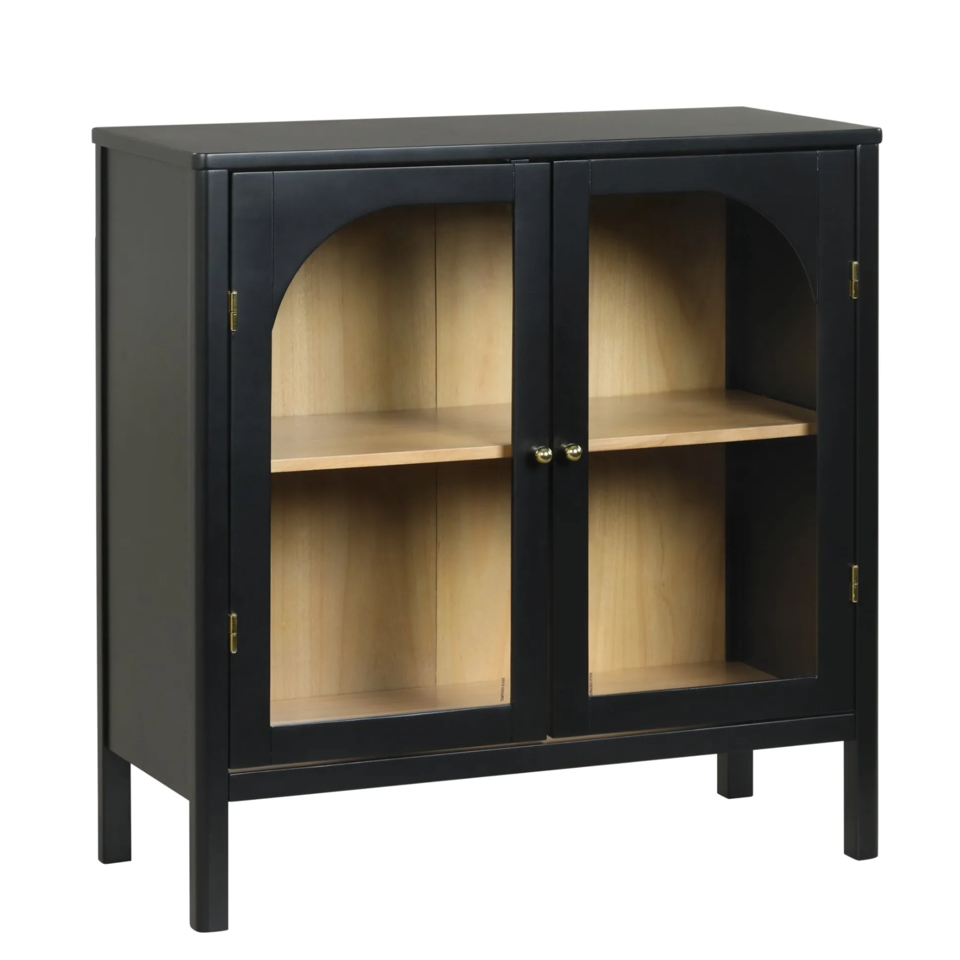 Arched Glass Door TV Console for TVs up to 75" Black