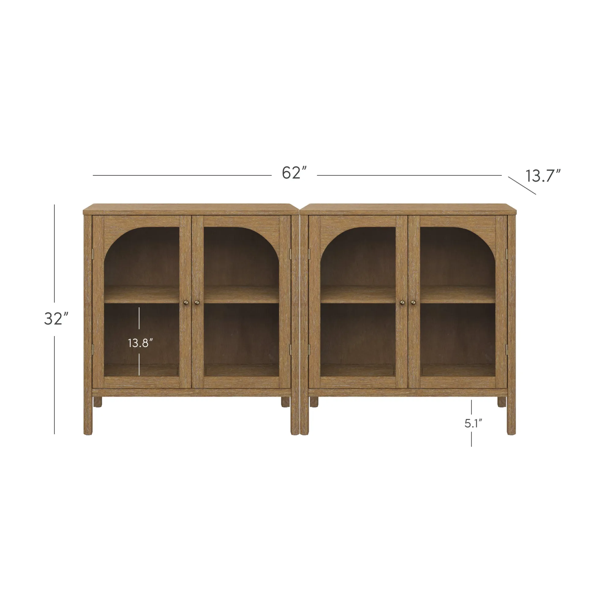 Arched Glass Door TV Console for TVs up to 65" Brown
