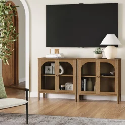 Arched Glass Door TV Console for TVs up to 65