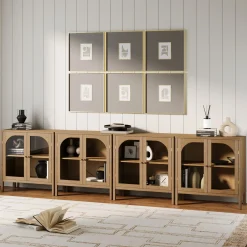 Arched Glass Door TV Console for TVs up to 100