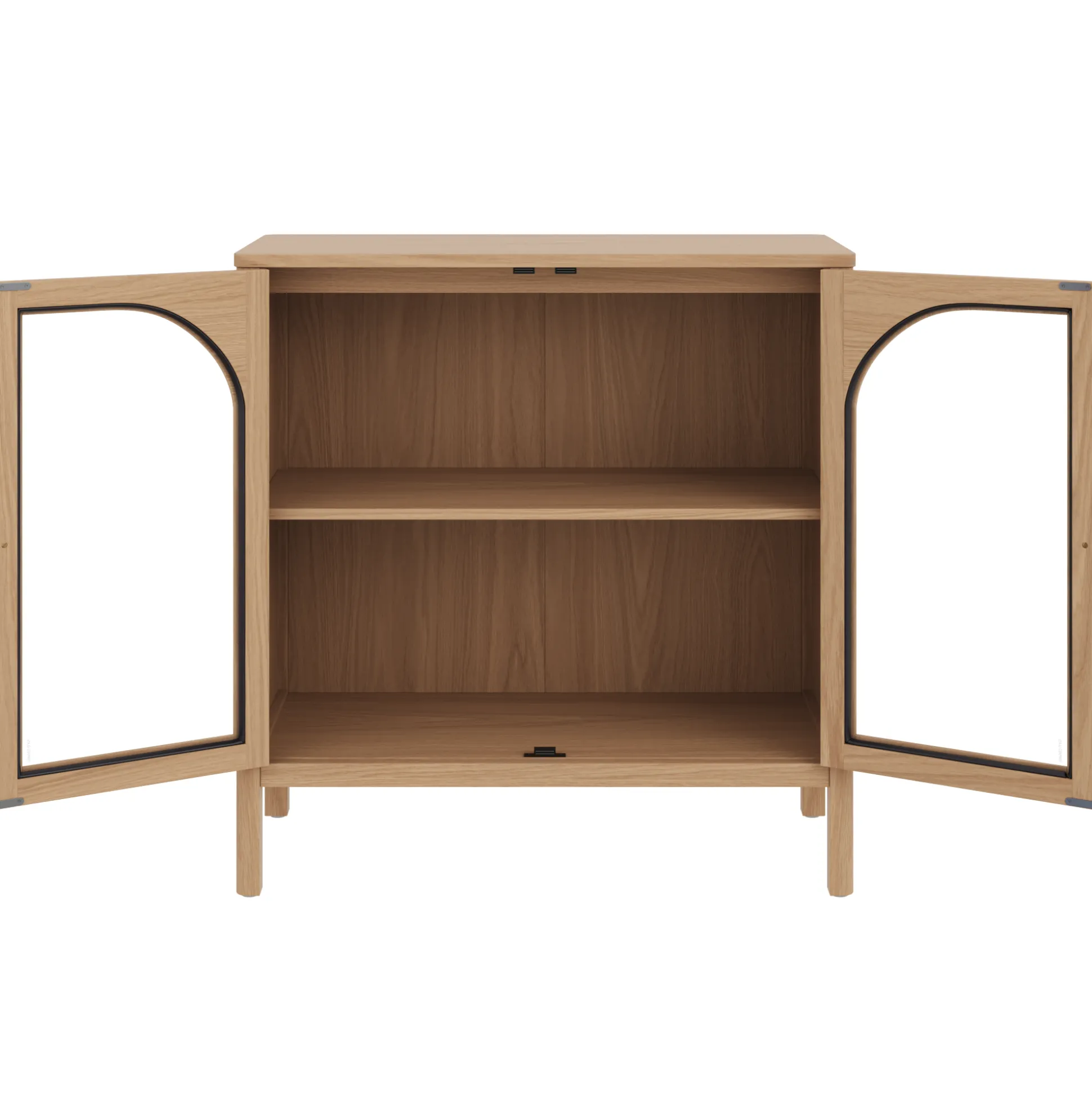 Arched Glass Door TV Console for TVs up to 100" Raw Oak