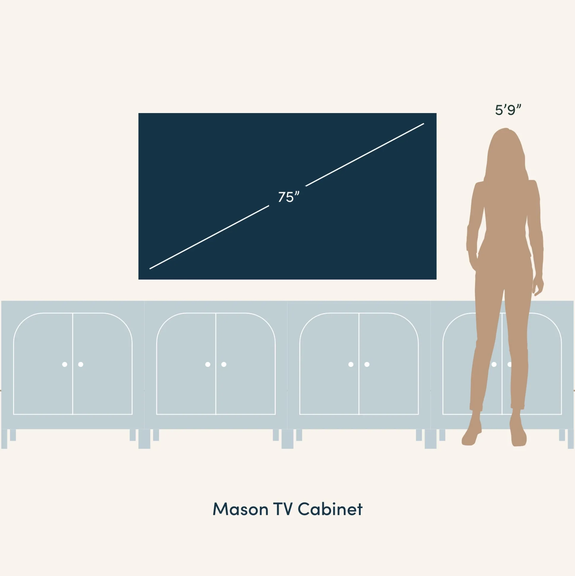 Arched Glass Door TV Console for TVs up to 100" Raw Oak