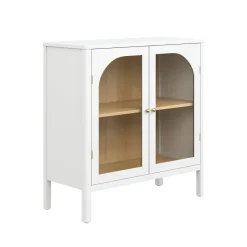 Arched Glass Door TV Console for TVs up to 75" White