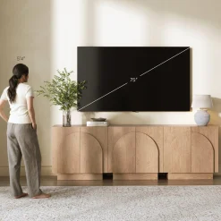 Arched Kitchen Cabinet Credenza Oak (Set of 3)