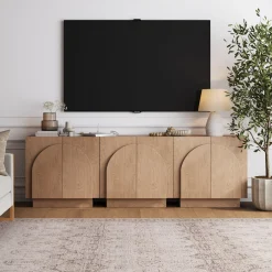 Arched Kitchen Cabinet Credenza Oak (Set of 3)