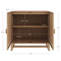 Arched Rattan Entertainment Center Wall Unit with Bookshelves (65