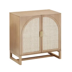 Arched Rattan Entertainment Center Wall Unit with Bookshelves (75