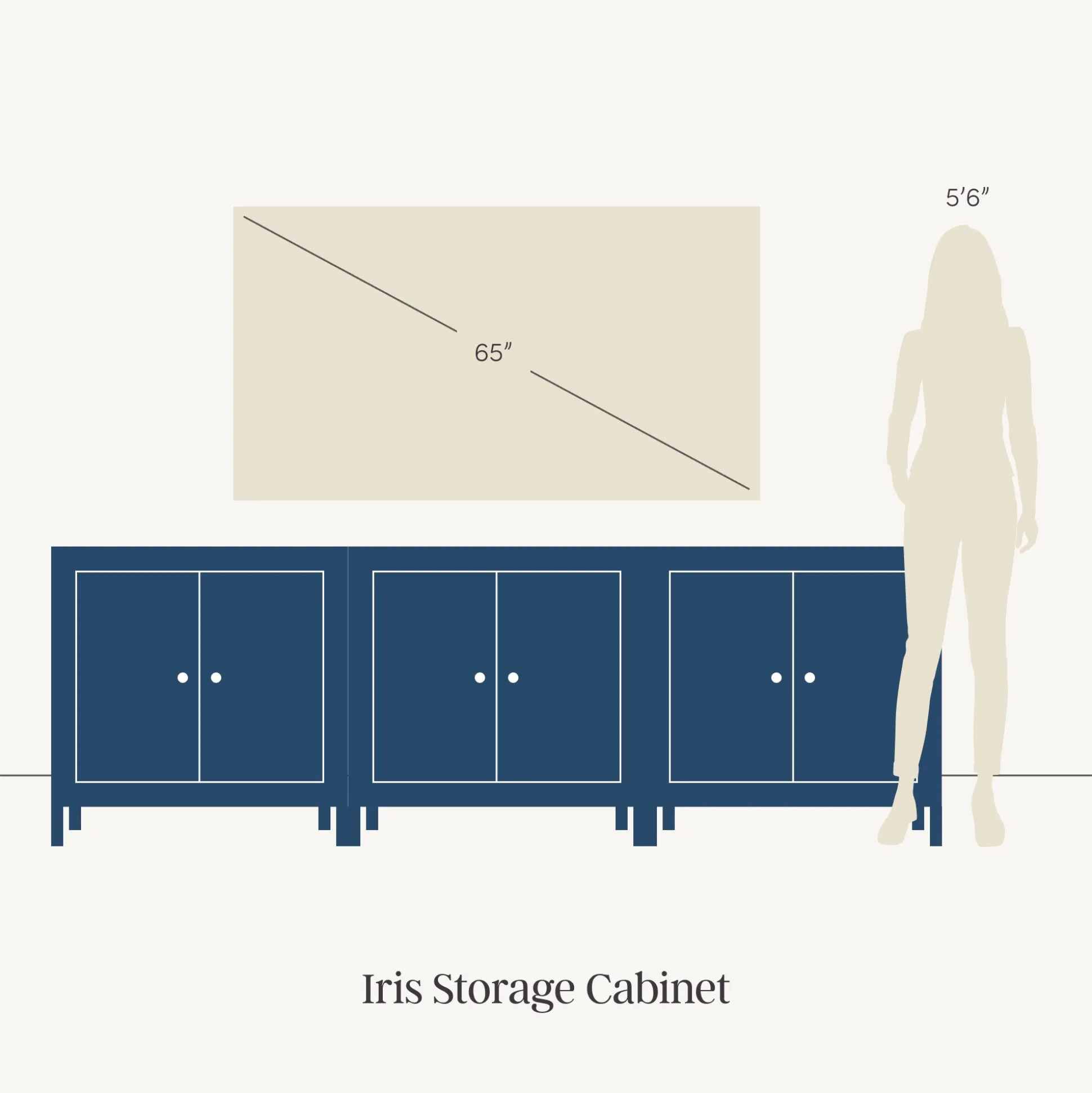 Arched TV Console Cabinet for TVs up to 75" Beige Linen