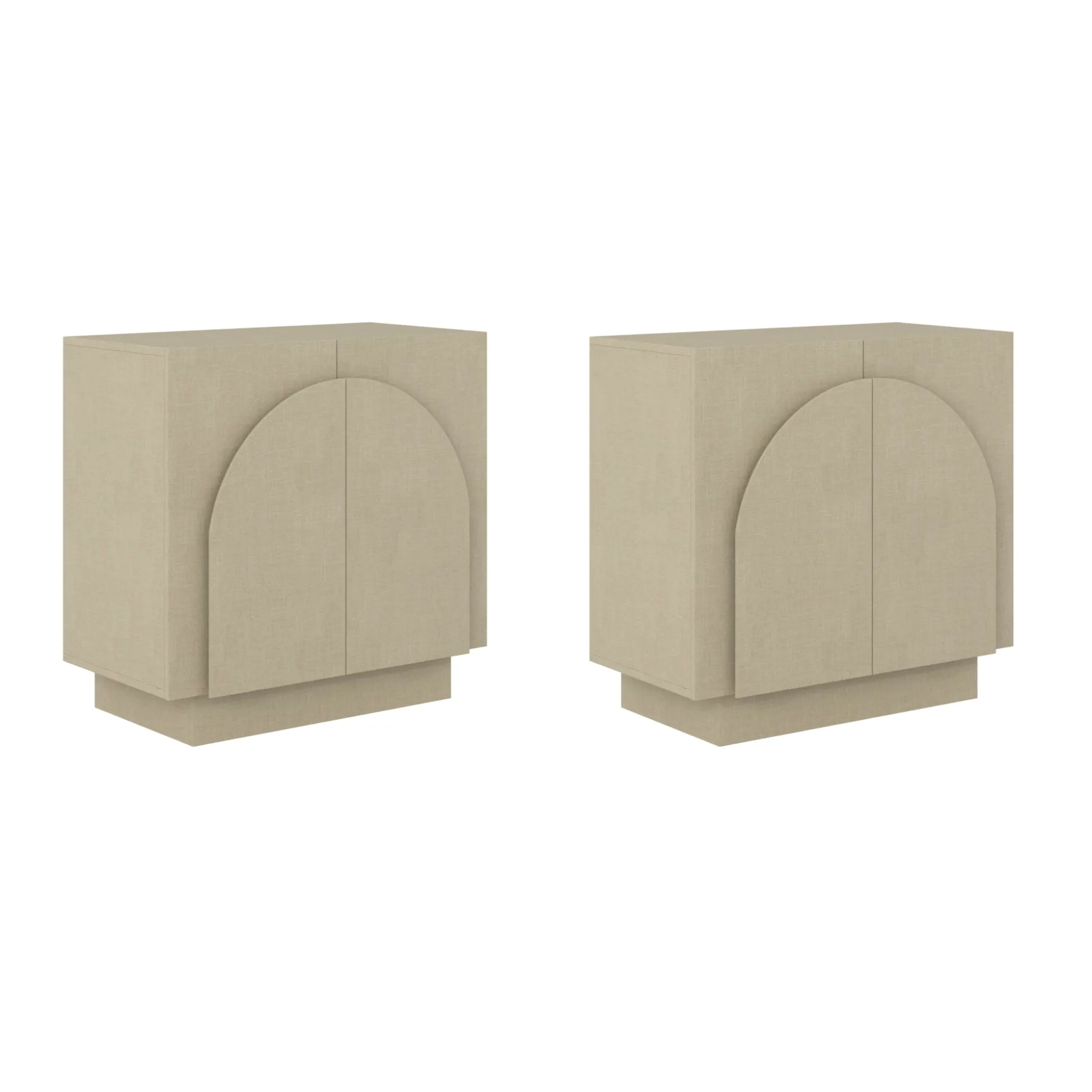 Arched TV Console Cabinet for TVs up to 65" Beige Linen