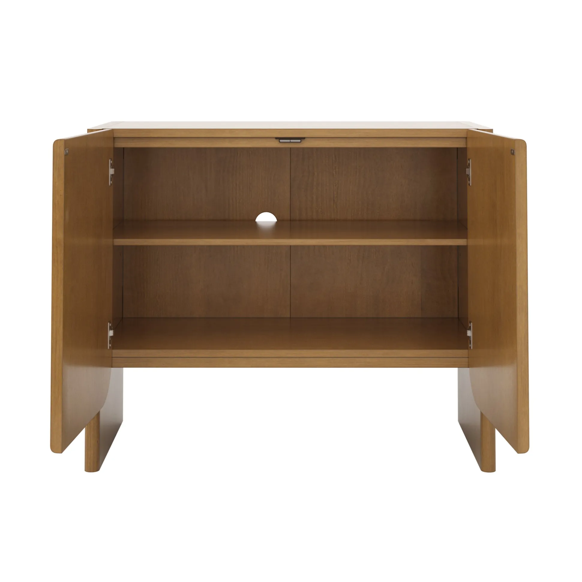 Arched Wood Accent Cabinet or Kitchen Credenza Light Brown (Set of 2)