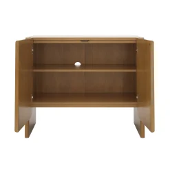 Arched Wood Accent Cabinet or Large Credenza Light Brown (Set of 4)