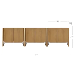 Arched Wood Accent Cabinet or Kitchen Credenza Light Brown (Set of 3)
