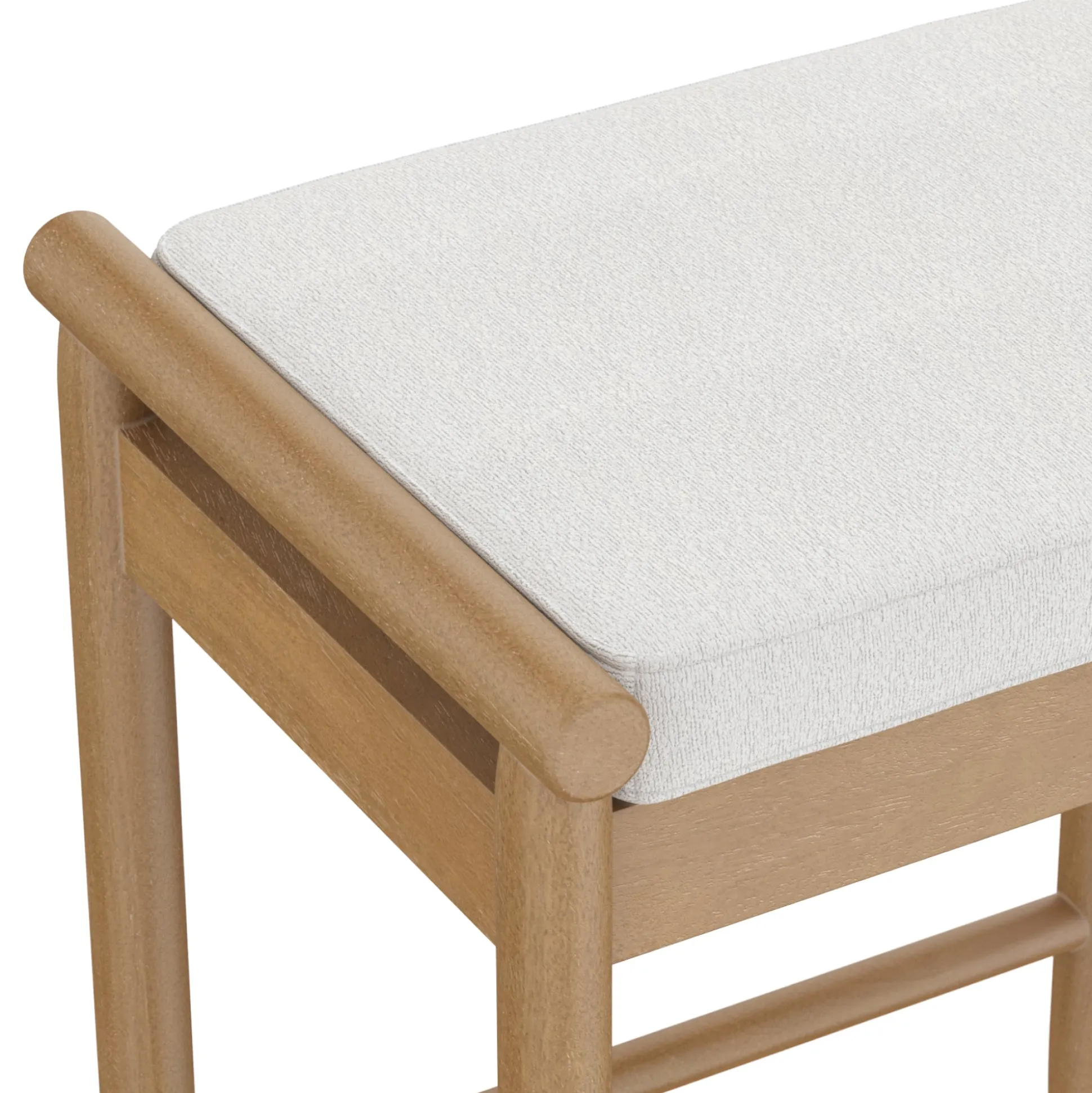 Backless Wooden Bar Stool with Boucle Upholstery Light Brown (Set of 3)