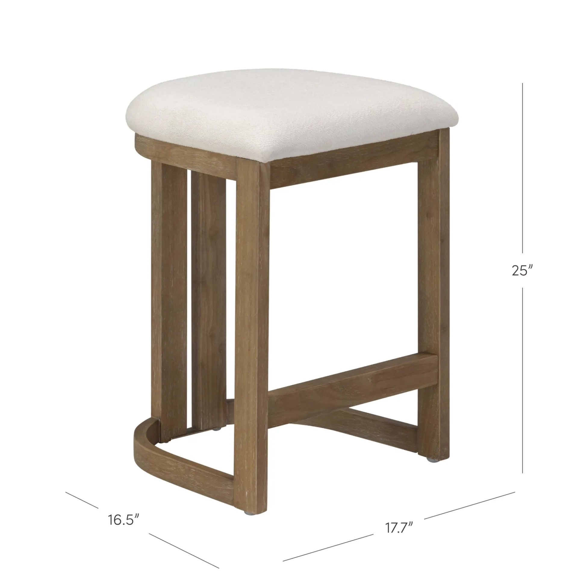 Barrel Wooden Backless Bar Stool Light Brown Set of 4