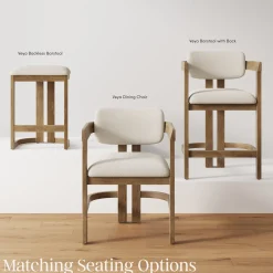 Barrel Wooden Backless Bar Stool Light Brown Set of 4