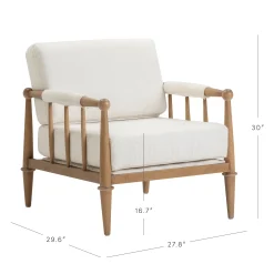 Bohemian Boucle Accent Chair with Arm Cream Boucle (Set of 2)