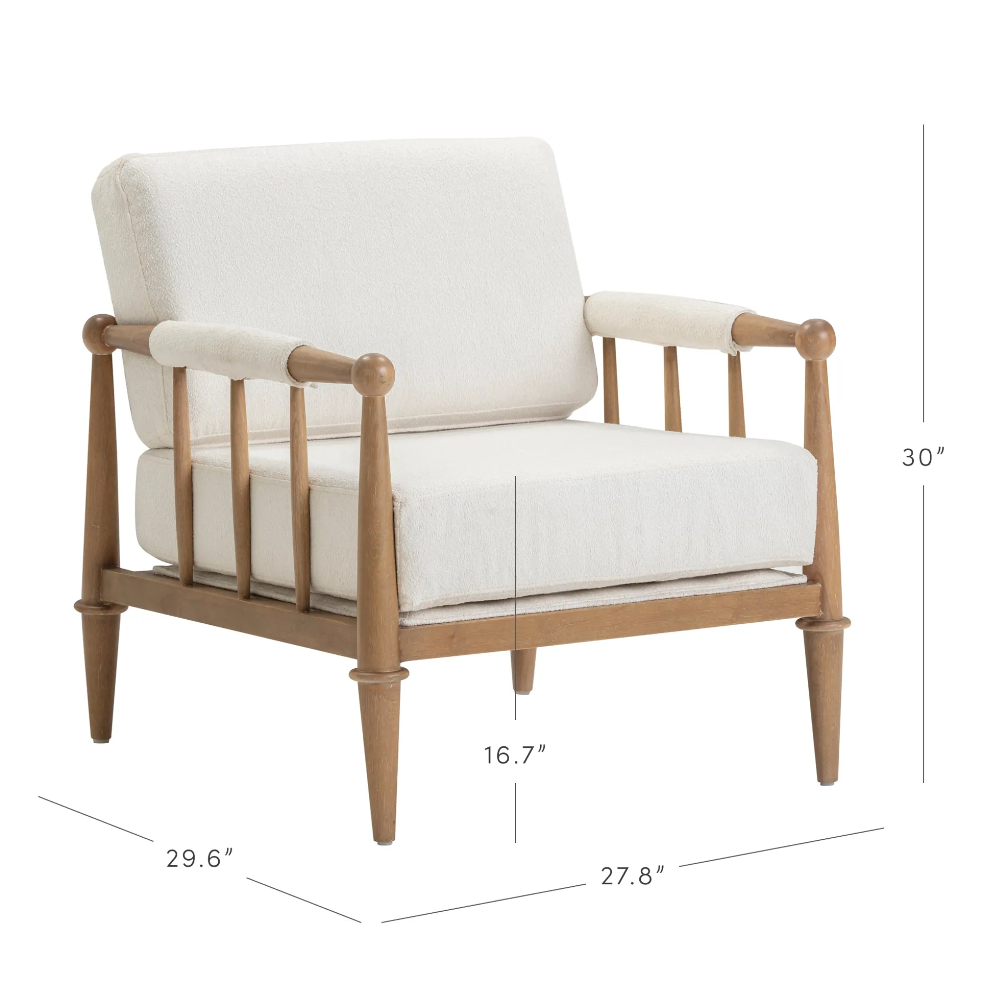 Bohemian Boucle Accent Chair with Arm Cream Boucle