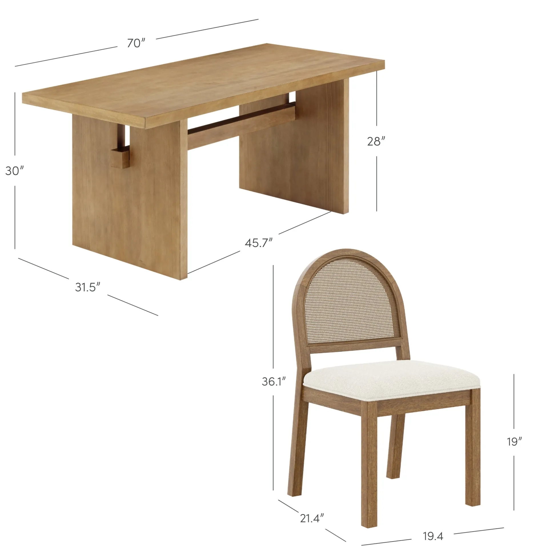 Bohemian Cane Dining Set (4 Chairs)