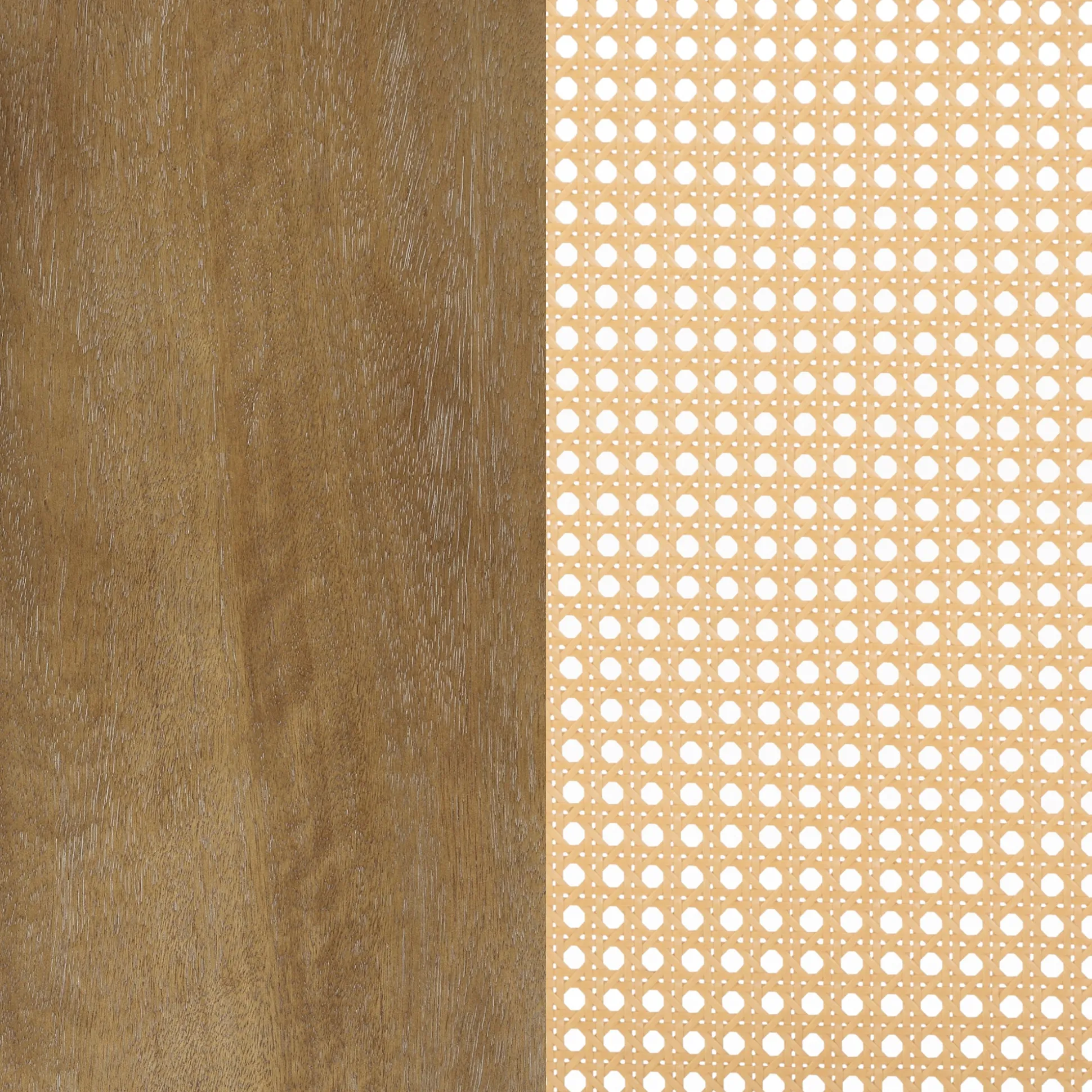 Bohemian Natural Wood & Rattan Dining Table Light Brown