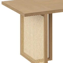 Bohemian Natural Wood & Rattan Dining Table Light Brown