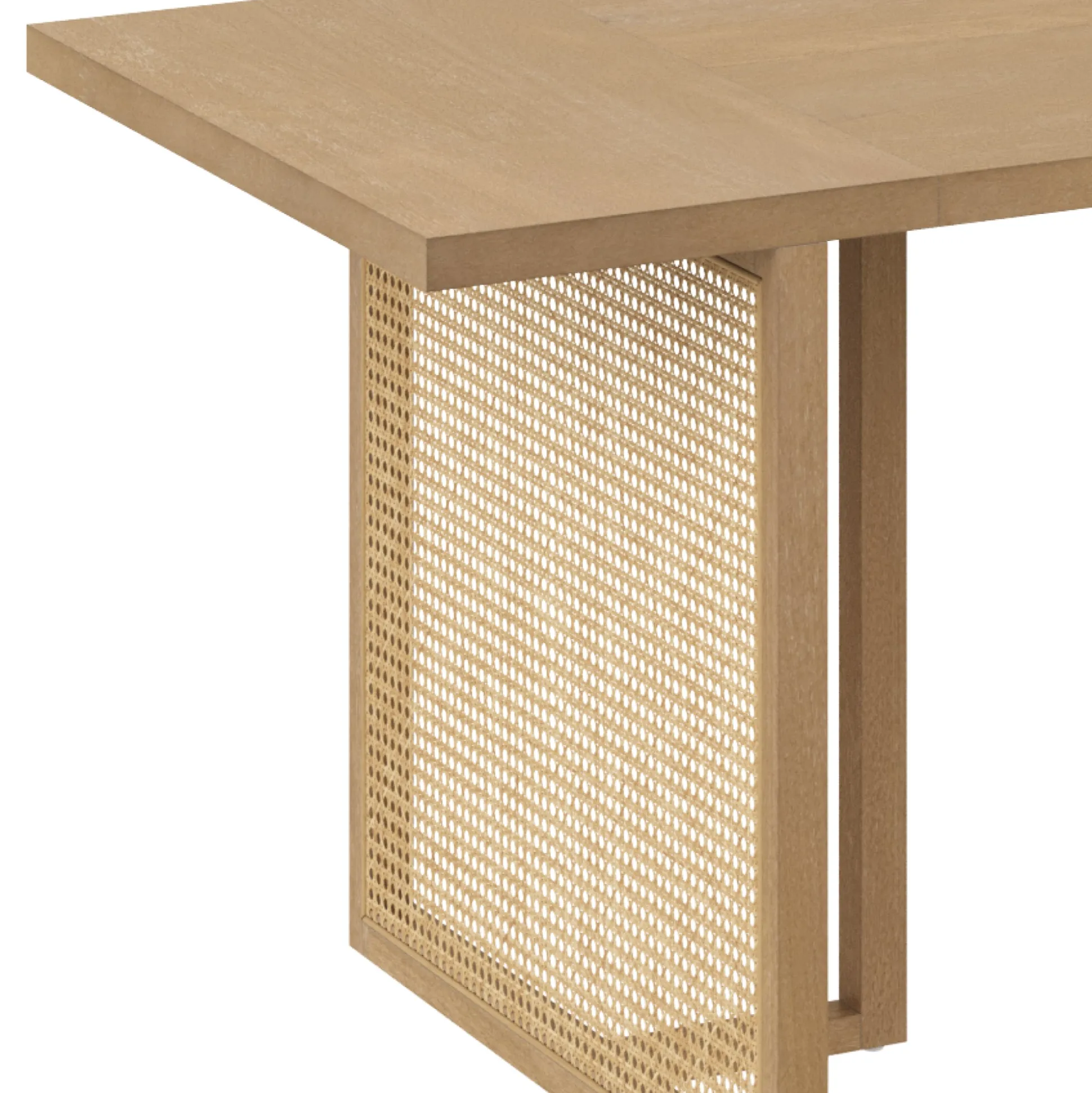 Bohemian Natural Wood & Rattan Dining Table Light Brown