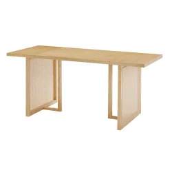 Bohemian Natural Wood & Rattan Dining Table