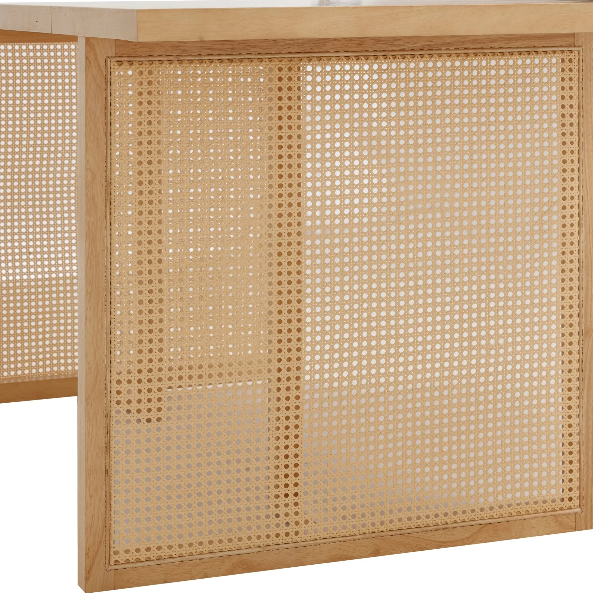 Bohemian Rattan & Boucle Dining Set (4 Chairs)