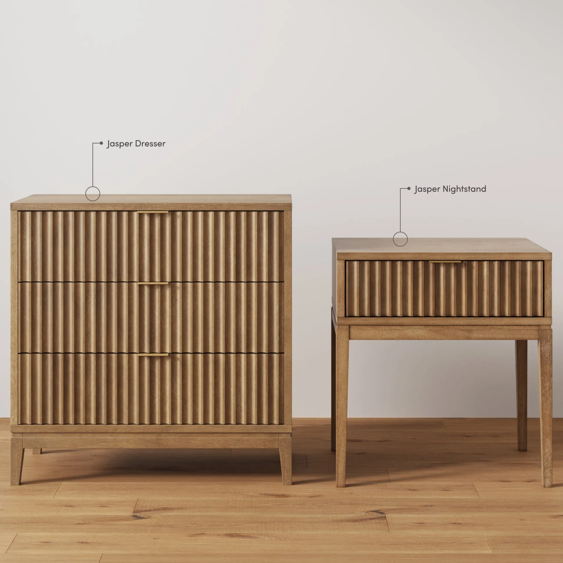 Bohemian Solid Wood 3-Drawer Fluted Dresser Light Brown