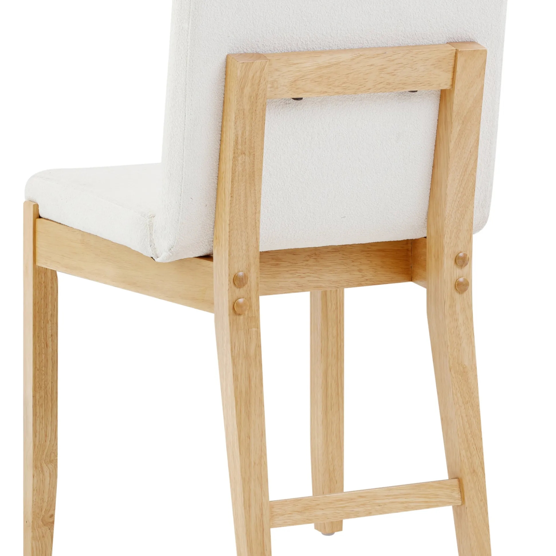 Bohemian Wood & Boucle Dining Set (4 Chairs)