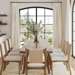 Bohemian Wooden Dining Table Set (8 Chairs)