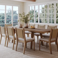 Bohemian Wooden Dining Table Set (8 Chairs)